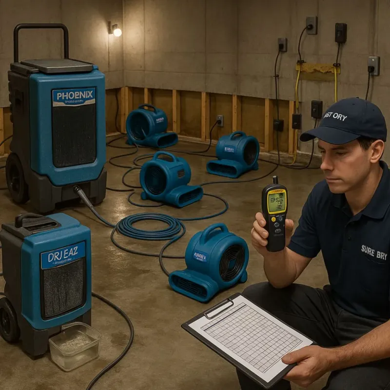 Structural Drying and Dehumidification process in West Babylon, NY